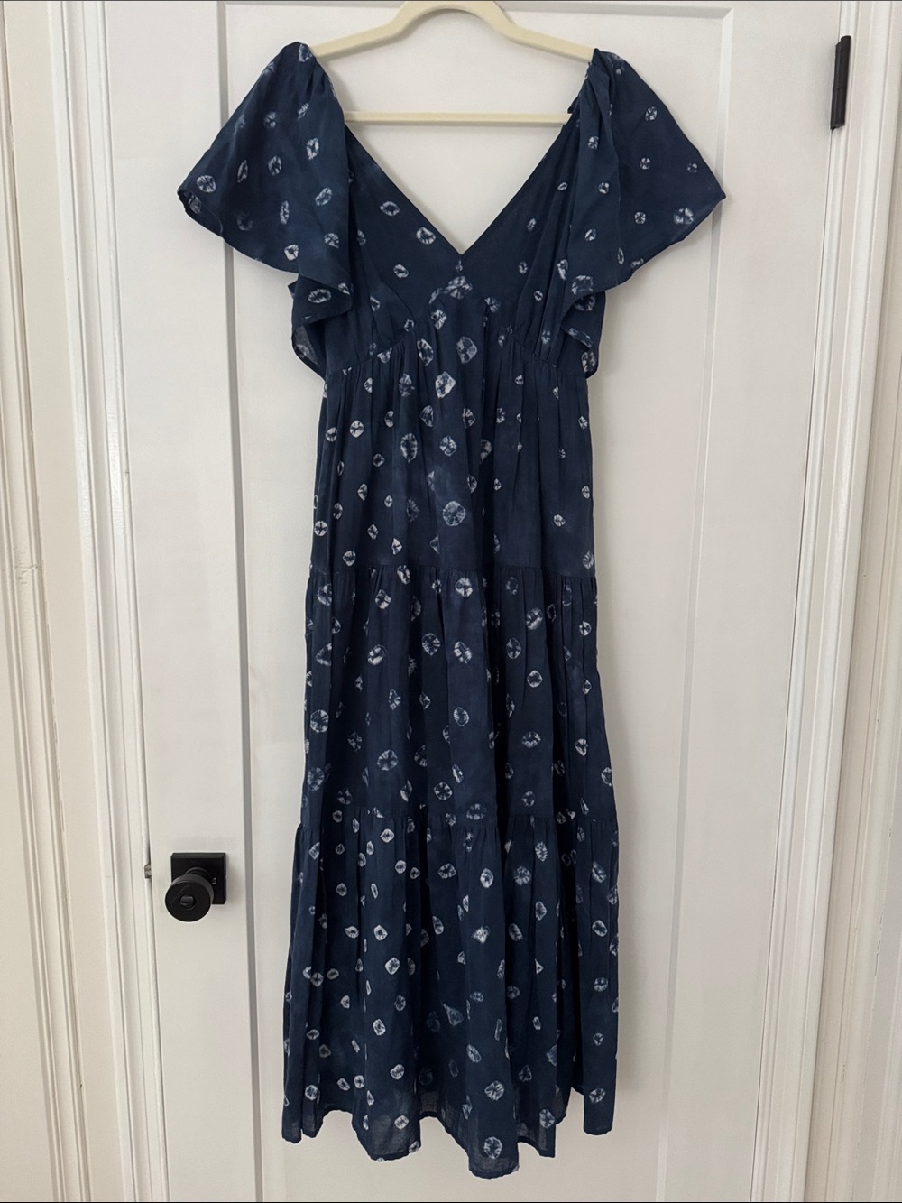 Madewell Navy V-Neck Tiered Maxi Dress